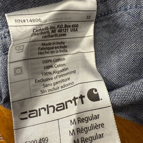 Carhartt Relaxed Fit Short Sleeve Button Down  Size Medium Chambray Blue - Picture 9 of 11
